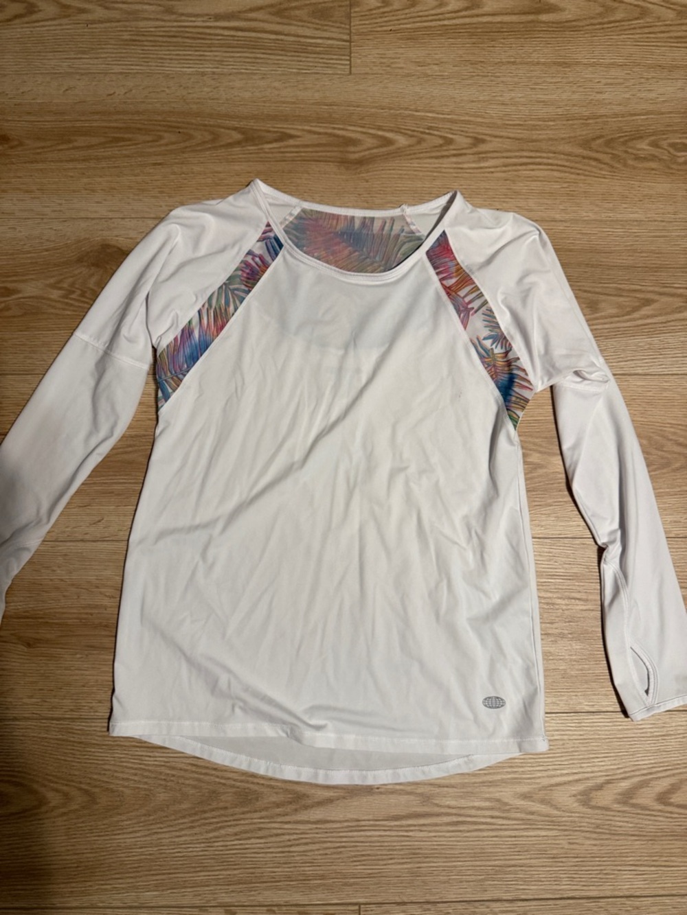 Reel Legends White Long-Sleeve Performance Top with Multicolor Palm Trim